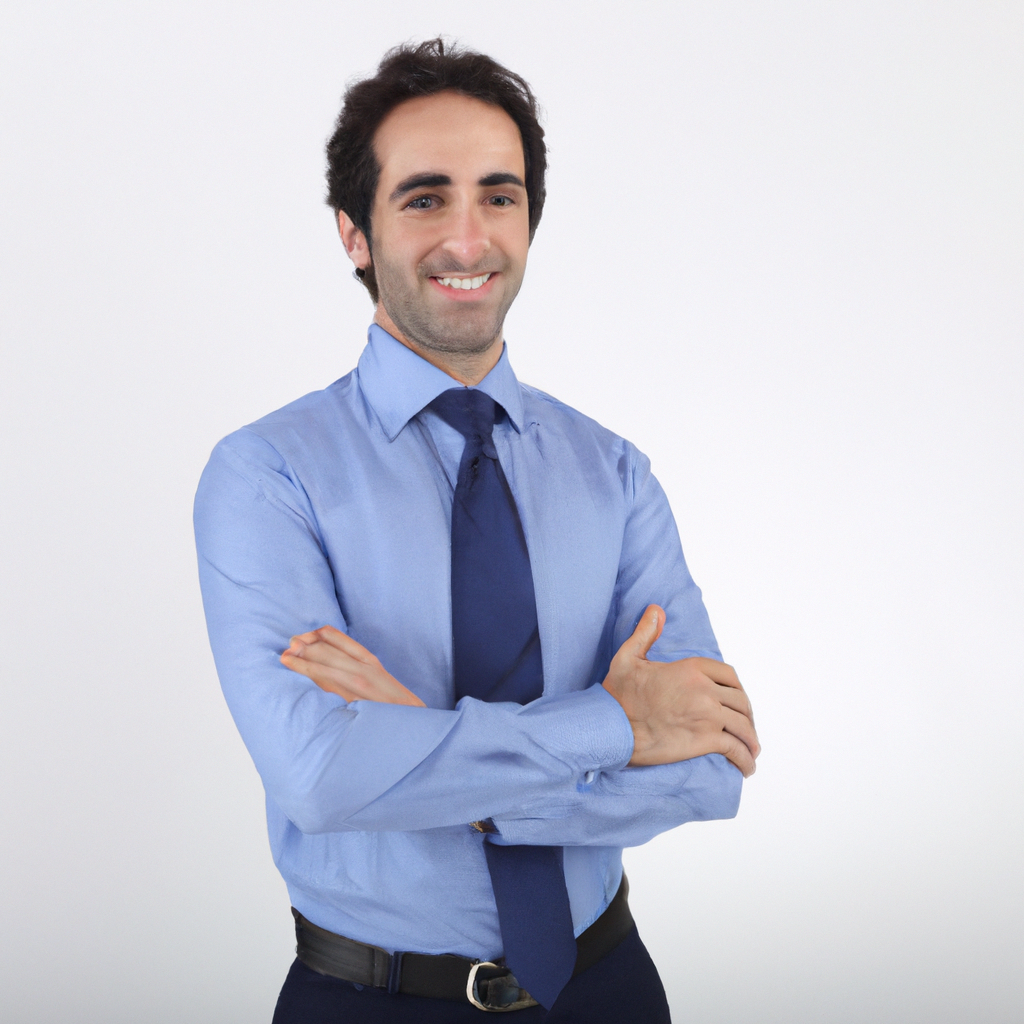 Ingegnere ambientale uomo sorriso camicia azzurra
